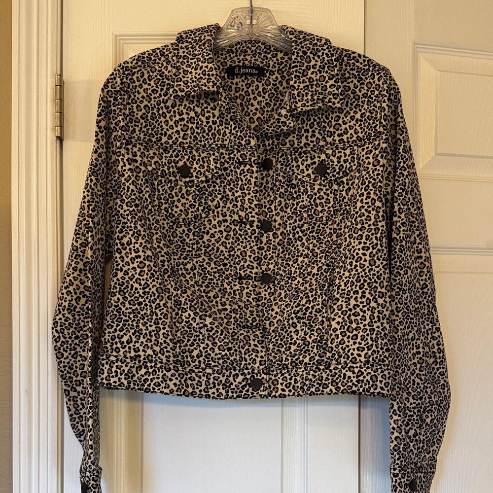 d. jeans Leopard Print Jean Jacket